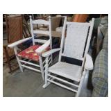 PAINTED WOOD ROCKER AND CHAIR