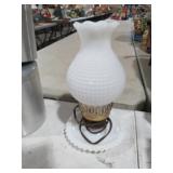 VTG MILKGLASS HOBNAIL LAMP W/ GLOBE