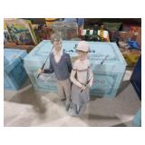 LLADRO MAN AND WOMAN GOLFERS FIGURINE WITH BOX