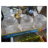 (3) MCM RIBBED GLASS GLOBES