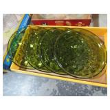 (4) VTG INDIANA WHITEHALL GREEN SNACK PLATES