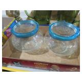 (2) VTG WECK RD GLASS JARS W/ GLASS LIDS