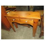 SOLID PINE TWO DRAWER SIDE TABLE