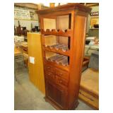 WOOD WINE RACK WITH 4 DRAWERS AND ONE DOOR