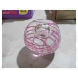 PINK SWIRLED ART GLASS PAPERWEIGHT