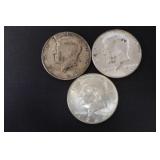 (3) 40% SILVER KENNEDY HALF DOLLARS