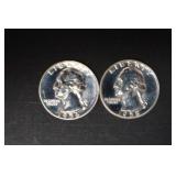GEM PROOF 1956 P, 58 P WASH. QUARTERS 90%