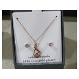 18KT ROSE GOLD PLATED CUBIC ZIRCONIA NECKLACE