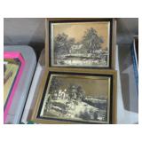 (2) MID CENTURY STYLE GOLD FOIL PICTURES