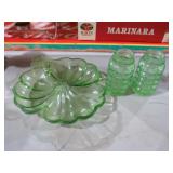 (3) GLOWING URANIUM GLASS BOWLS & SHAKERS