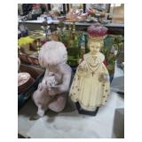 HEAVY RESIN QUEEN FIGURINE AND CHILD WITH RABBIT