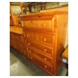 BASSETT SOLID PINE 5 DRAWER HIGHBOY CHEST
