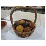 NICE BASKET W/ CERAMIC CARPET BALLS
