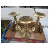 (3) VTG BRASS ORNATE CANDLEHOLDERS