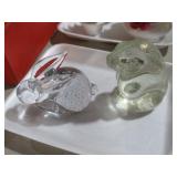 (2) GLASS RABBITS PAPERWEIGHTS