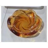 FENTON AMBER SWIRL ASHTRAY