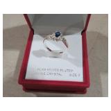 PURE SILVER PLATED GENUINE CRYSTAL RING SIZE 9