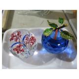 (2) ART GLASS PAPERWEIGHTS