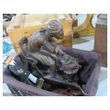 COLLECTION OF WOOD CARVINGS IN BASKET