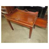 CHERRY FINISH SIDE TABLE WITH PULL OUT TABLET