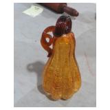 8.5" AMBER GLASS PUMPKIN W/ TWISTED STEM
