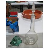 INDIANA GLASS VOTIVE&CRYSTAL CRUET SPIRAL STOPPER