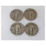(4) WALKING LIBERTY QUARTERS 90% SILVER -NO DATES