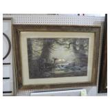 BEAUTIFUL BARNWOOD FRAMED ARTIST SIGNED DEER