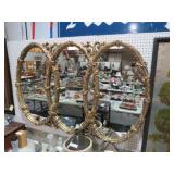 LARGE TRIPPLE GOLD ORNATE WALL MIRROR