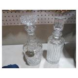 (2) GLASS  BOURBON & WHISKEY DECANTERS