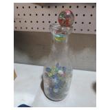VTG LEES HILL FARMS GLASS MILK BOTTLE W/MARBLES
