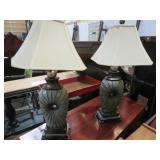 PAIR OF ORNATE TABLE LAMPS WITH SHADES