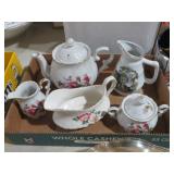 COLLECTION OF VINTAGE TEAPOT, SUGAR AND CREAMER