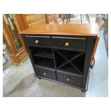 SOLID WOOD 4 DRAWER DROP SIDE WINE/ SERVING TABLE
