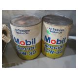 COLLECTION OF FULL VINTAGE MOBIL OIL CANS