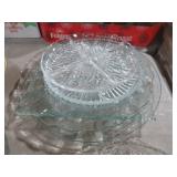 COLLECTION OF GLASS PLATTERS AND DVIDED DISHES