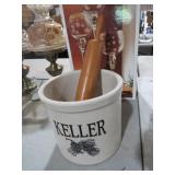 KELLER STONEWARE ROCK AND ROLLING PIN