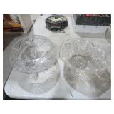 VINTAGE CUT GLASS FOOTED VASE AND SERVING BOWL