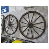 (2) WOOD WAGON WHEEL DECOR