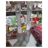PAIR OF VINTAGE BEEHIVE GLASS VASES
