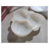 VINTAGE HOBNAIL THREE SECTION DIVIDED DISH