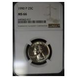 1990 P WASHINGTON QUARTER NGC MS65