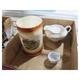 COLL. OF VINTAGE GRAVY DISH & POTERY CROCK & MISC