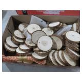 BOX FULL OF WOOD DISKS