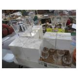 COLLECTION OF GOLD RIMMED & ETCHED GLASS STIMWARE