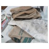 (2) VINTAGE MAIL BAGS AND A BURLAP SACK