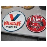 (2) METAL VALVOLINE AND CHIEF ADV SIGNS