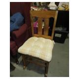 ANTIQUE OAK ROCKER WITH PADDED SEAT