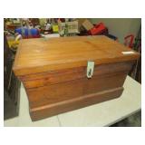 VINTAGE HANDMADE SOLID WOOD LIFT TOP TRUNK
