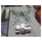 BUTTERFLY WALL ART AND WHITE METAL TRUCK